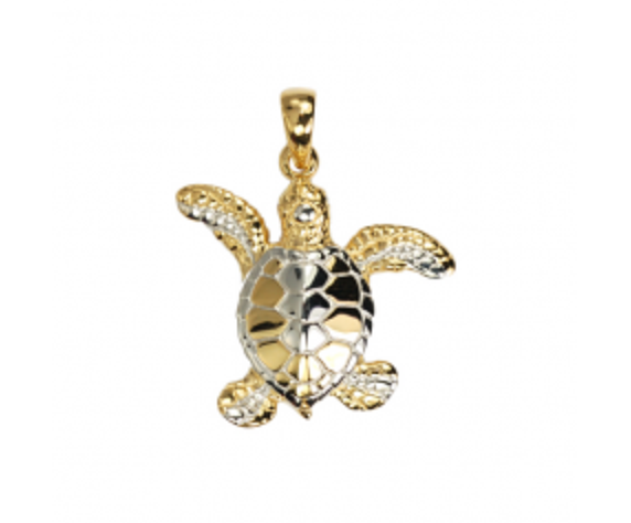 Sterling Silver and Gold Turtle Pendant